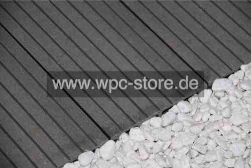 WPC Terrassendielen Komplettset Steingrau weit geriffelt (220x15x2,5cm)