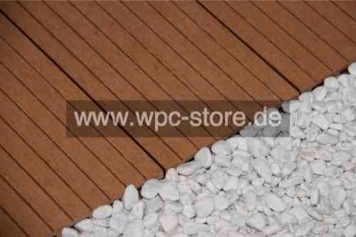 WPC Terrassendielen Komplettset Naturbraun weit geriffelt (400x15x2,5cm)