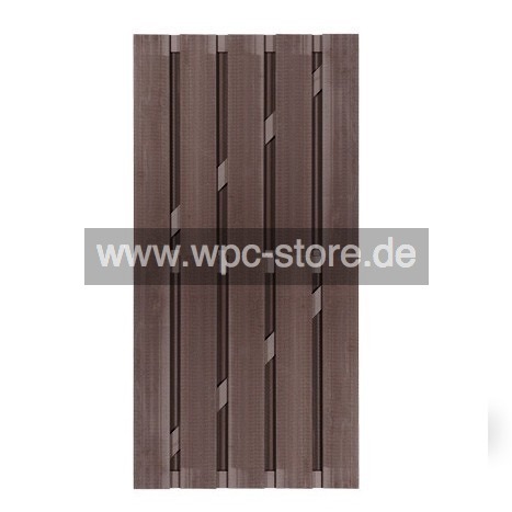 WPC Tür Dunkelbraun mit dunkelbraunen Aluminium-Querprofilen (90x180cm)