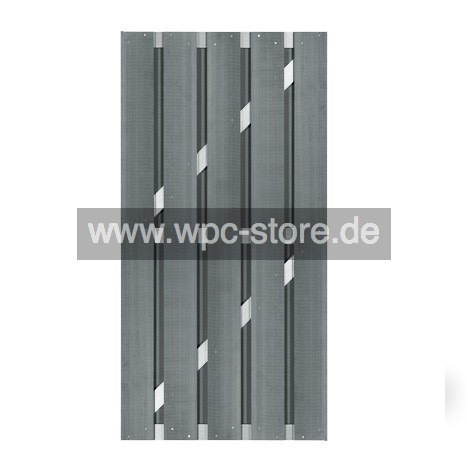 WPC Tür Grau mit Aluminium-Querprofilen (90x180cm)