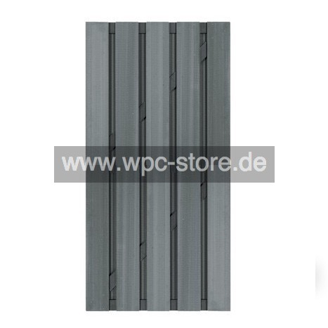 WPC Tür Grau mit Aluminium-Anthrazit-Querprofilen (90x180cm)