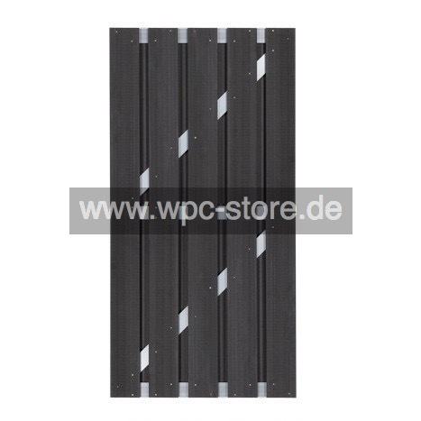 WPC Tür Anthrazit mit Aluminium-Querprofilen (90x200cm)
