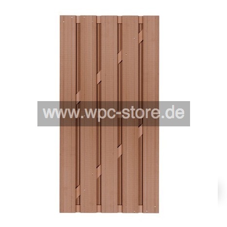 WPC Tür Braun mit braunen Aluminium-Querprofilen (90x200cm)