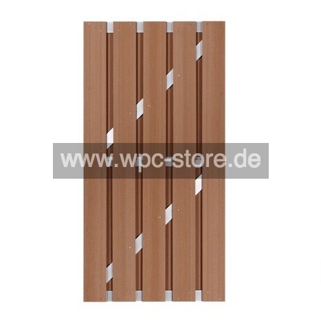 WPC Tür Braun mit Aluminium-Querprofilen (90x200cm)